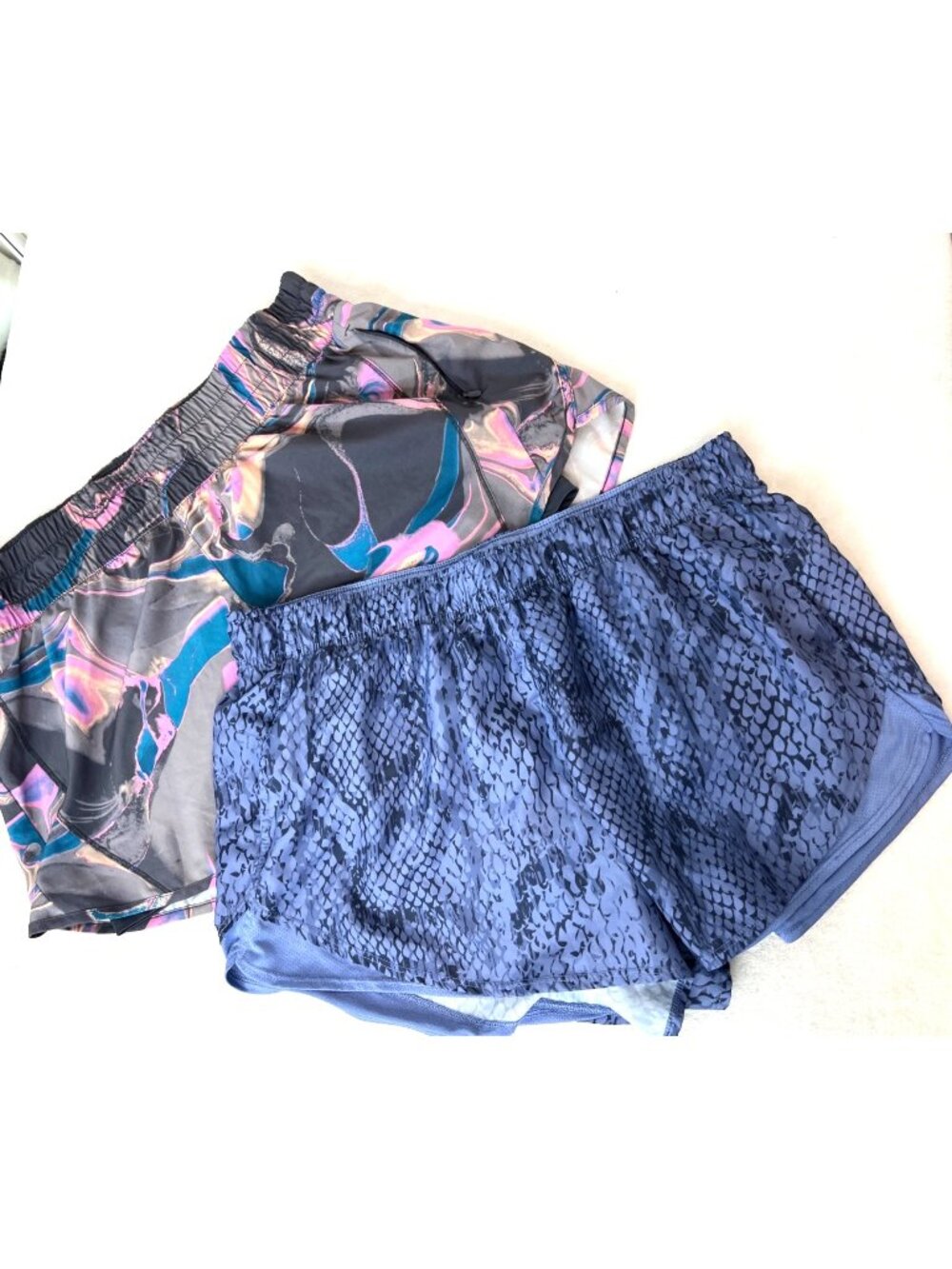 Bundle lot 2 Pair Workout Shorts XL Avia Athletic Works Tie Dye Marble Snakeskin